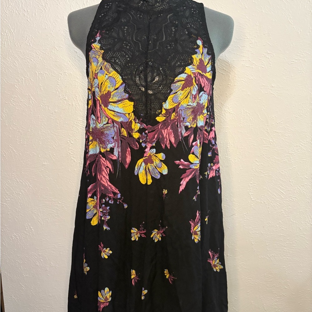 Free People Black and Pink Halter Sundress